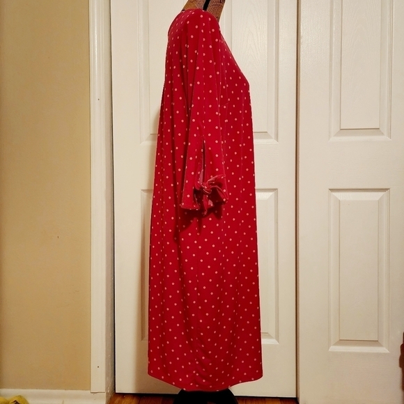 Woman Within Red Polka Dot Dress Tie Peek-a-boo Sleeves Size 18/20 Plus Size EUC - Picture 2 of 8